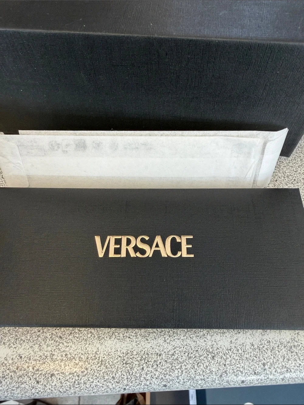 Versace Black Men’s Sunglasses with Geometric Frame